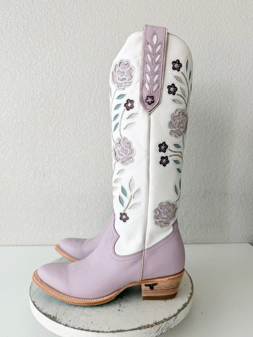 Lane KENZIE Knee High Womens Cowboy Boots Purple White Western Cowgirl Tall 8.5 - Picture 5 of 13